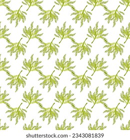 Summer abstract seamless pattern of marine plants. Marine theme. Algae. Print design, wallpaper, packaging. Vector flat illustration.