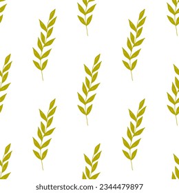 Summer abstract seamless pattern of marine plants. Algae Green. Marine theme. Print design, wallpaper, packaging. Vector flat illustration.