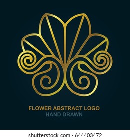 Summer abstract  sun, flower and waves  logo, icon and design element.  Gold vector theme.