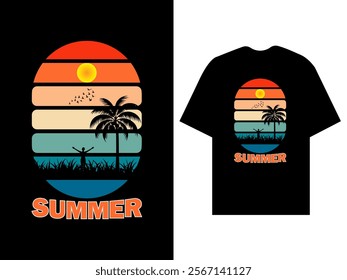 Summer abstract t-shirt design print ready