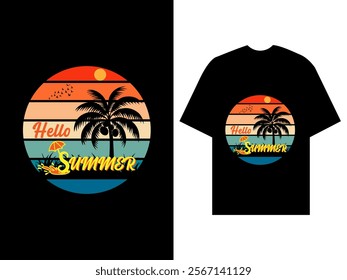 Summer abstract t-shirt design print ready