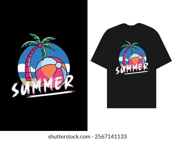 Summer abstract t-shirt design print ready