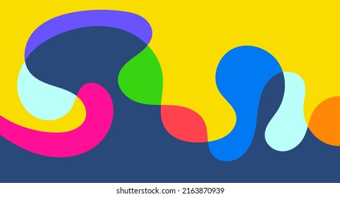 Summer abstract weird fluid shape colorful background vector design. Wallpaper banner, magazine, social media, creative album, art cover editable layout illustration template.