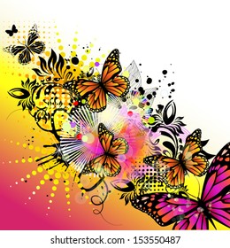 summer abstraction with butterflies 