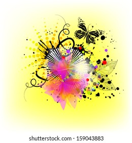 summer abstraction with butterflies 