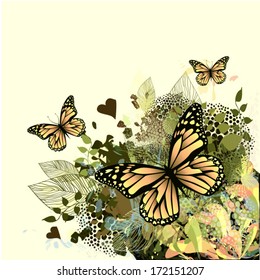 summer abstraction with butterflies. Vector