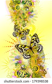summer abstraction with butterflies . Vector