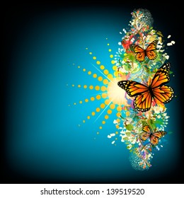 Summer abstraction with butterfly