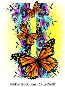 summer abstraction flower with butterflies