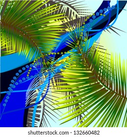 Summer abstraction with palm trees
