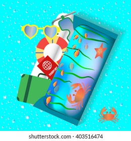 summer accessories in envelope on drops