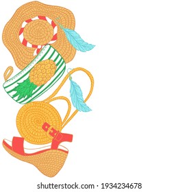 Summer accessories flat style set. Vector illustration