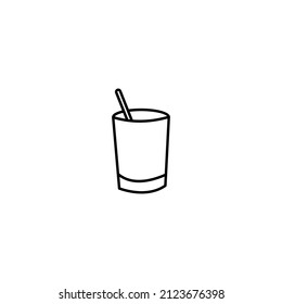 Summer activities, holiday and vacation concept. Vector sign in flat style. Suitable for web sites, stores, articles, books etc. Line icon of swizzle stick in cup 