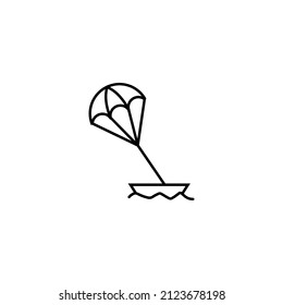 Summer activities, holiday and vacation concept. Vector sign in flat style. Suitable for web sites, stores, articles, books etc. Line icon of parasailing 