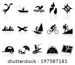 summer activities icons set