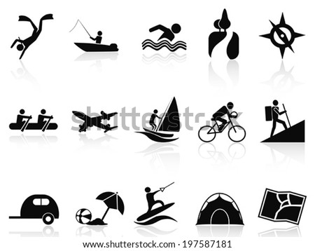 summer activities icons set