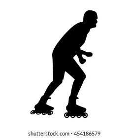 Summer activities man on roller skates flat style