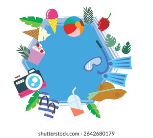 Summer activity and cool sea editable vector illustration