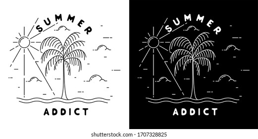 summer addict with palm monoline design