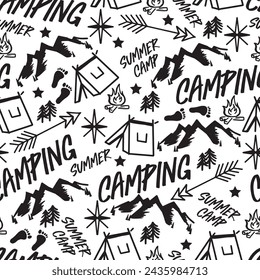 Summer Adventure Awaits Activity Vector Seamless Pattern can be use for background and apparel design