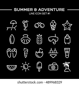 Summer and adventure icons set