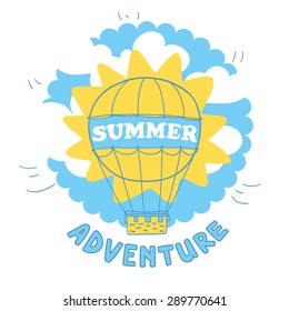 Summer adventure. Illustration with balloon.