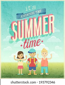 Summer Adventure poster. Vector illustration.