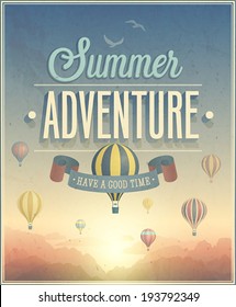 Summer Adventure Poster. Vector Illustration.