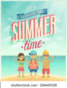 Summer Adventure poster. Vector illustration.