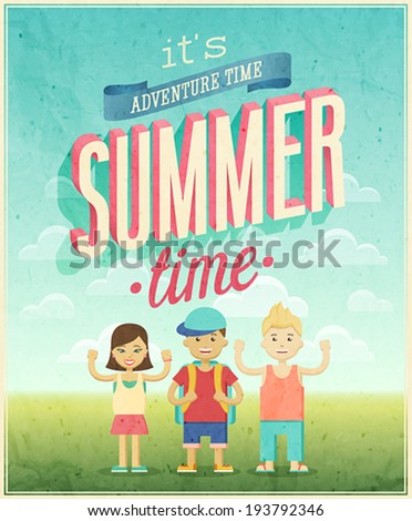 Summer Adventure poster. Vector illustration.