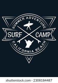 Summer Adventure Surf Champ California Beach T shirt design 