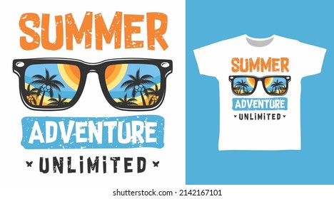 Summer adventure typography tshirt concept design