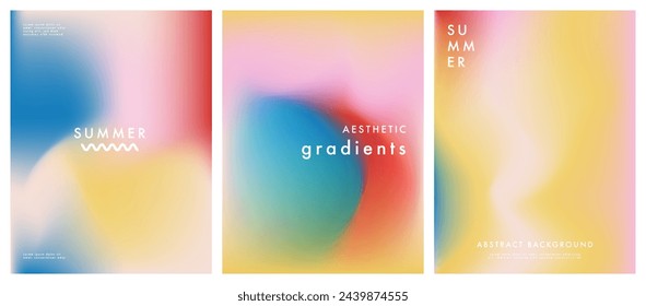 Summer aesthetic elegant pink, yellow and turquoise gradient backgrounds for premium event posters, cards, social media and wedding templates. Subtle aura backdrop. Iridescent aura pastel rainbow mesh