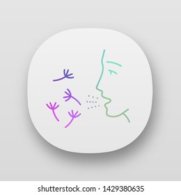 Summer allergy app icon. Hay fever. Seasonal disease. Allergic reaction to pollen. Respiratory disease. UI/UX user interface. Web or mobile applications. Vector isolated illustration