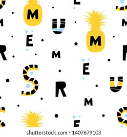 Summer alpabet seamless patttern. Vector texture