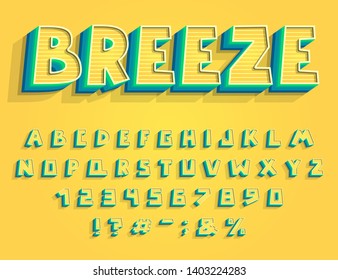 Summer Alphabet collection. Vector 3D font for summer, sea and travels banners designs