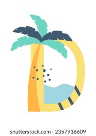 Summer Alphabet D Letter Vector Illustration