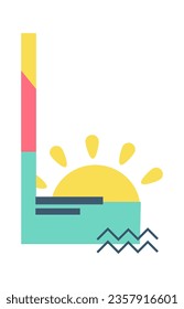 Summer Alphabet L Letter Vector Illustration