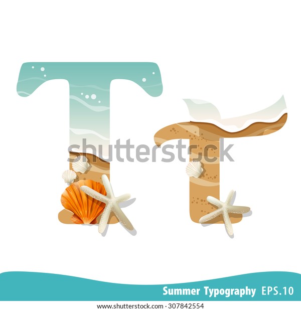 Summer Alphabet Letter T Seashells On Stock Vector (Royalty Free ...