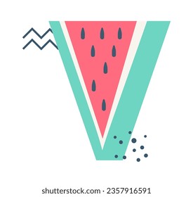 Summer Alphabet V Letter Vector Illustration