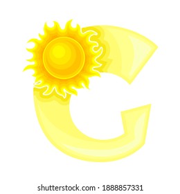 Summer Alphabetical Character with Shining Sun as Hot Season Symbol Vector Illustration