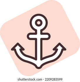 Summer anchor, illustration, vector on white background.