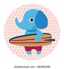 summer animal elephant flat icon elements background,eps10