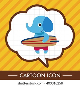 summer animal elephant flat icon elements background,eps10