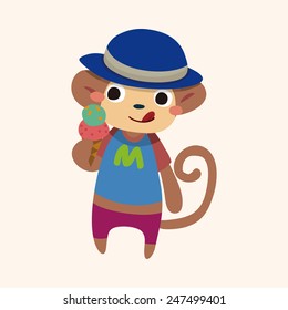 summer animal monkey flat icon, eps10