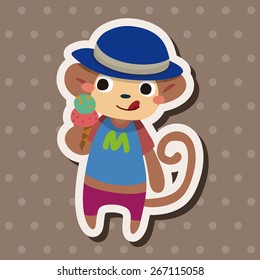 summer animal monkey flat icon elements background,eps10