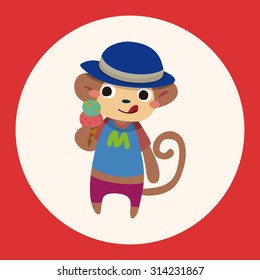 summer animal monkey flat icon elements background,eps10