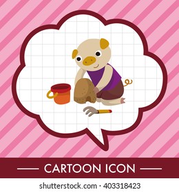summer animal pig flat icon elements background,eps10