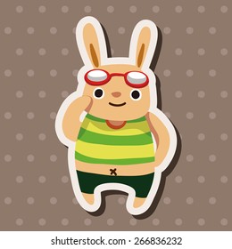 summer animal rabbit flat icon elements background,eps10