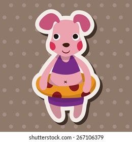 summer animal rabbit flat icon elements background,eps10